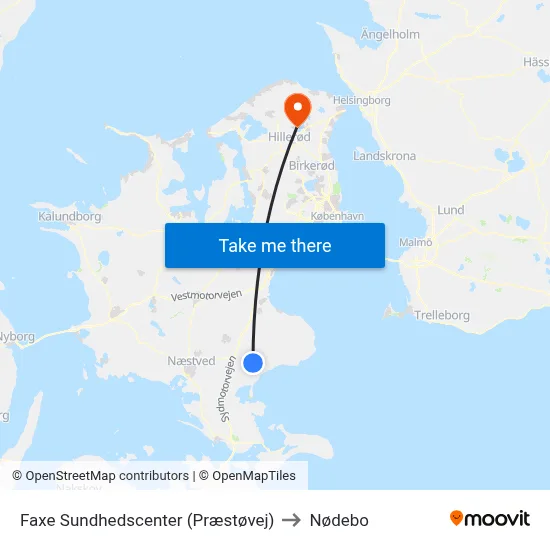 Faxe Sundhedscenter (Præstøvej) to Nødebo map