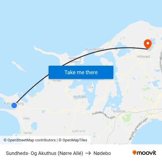 Sundheds- Og Akuthus (Nørre Allé) to Nødebo map