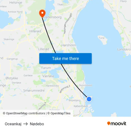 Oceankaj to Nødebo map