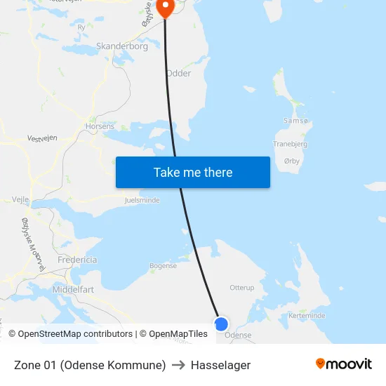 Zone 01 (Odense Kommune) to Hasselager map