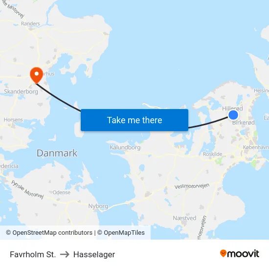 Favrholm St. to Hasselager map