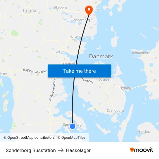 Sønderborg Busstation to Hasselager map