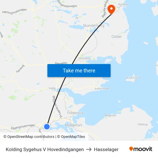 Kolding Sygehus V Hovedindgangen to Hasselager map