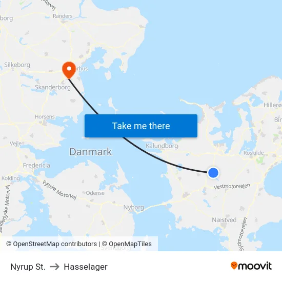 Nyrup St. to Hasselager map