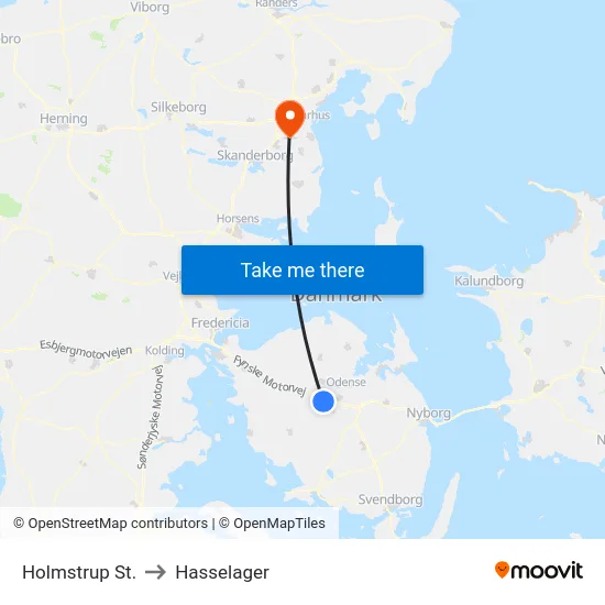 Holmstrup St. to Hasselager map