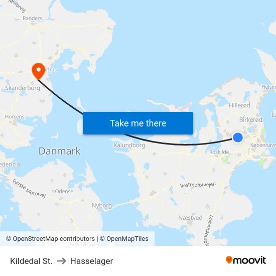 Kildedal St. to Hasselager map