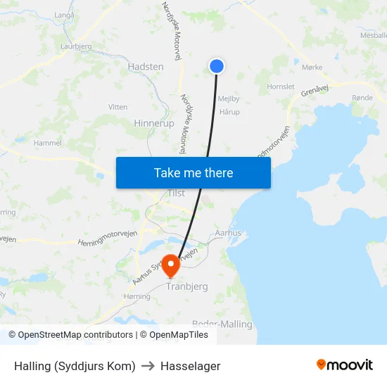 Halling (Syddjurs Kom) to Hasselager map