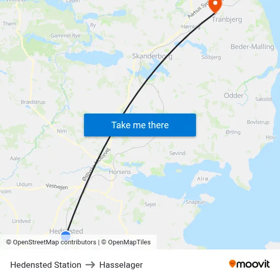 Hedensted Station to Hasselager map