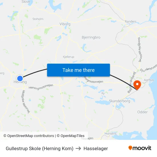 Gullestrup Skole (Herning Kom) to Hasselager map