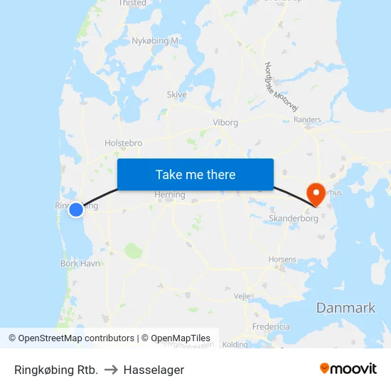 Ringkøbing Rtb. to Hasselager map