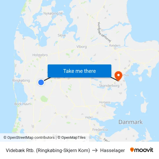 Videbæk Rtb. (Ringkøbing-Skjern Kom) to Hasselager map