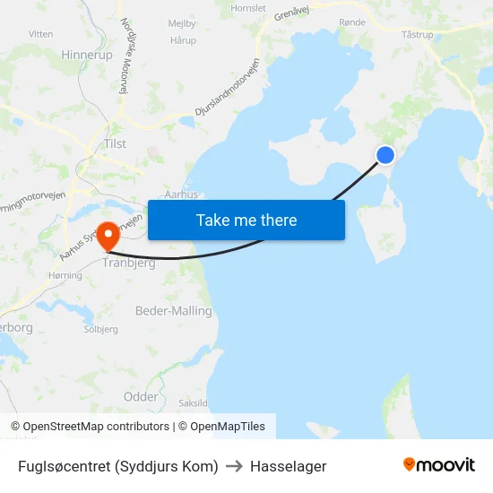 Fuglsøcentret (Syddjurs Kom) to Hasselager map