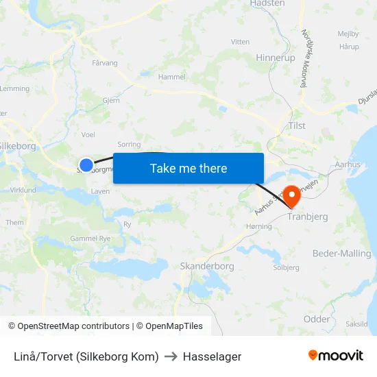 Linå/Torvet (Silkeborg Kom) to Hasselager map