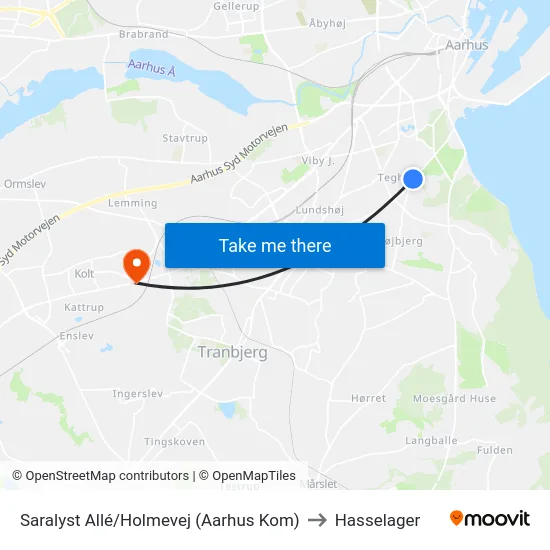 Saralyst Allé/Holmevej (Aarhus Kom) to Hasselager map