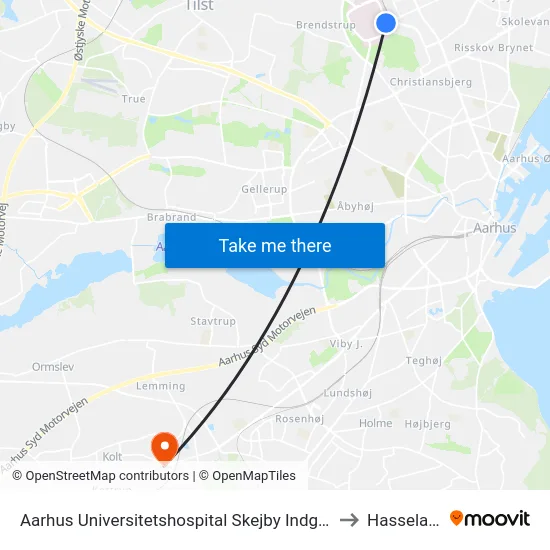 Aarhus Universitetshospital Skejby Indgang E/F to Hasselager map