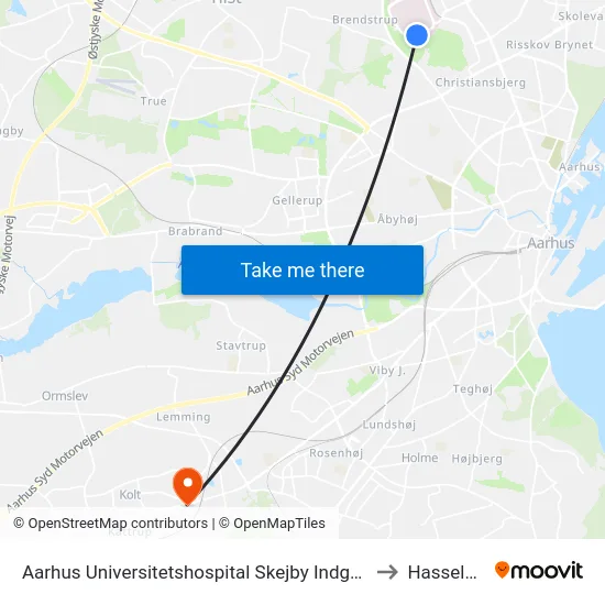 Aarhus Universitetshospital Skejby Indgang B/C/D to Hasselager map