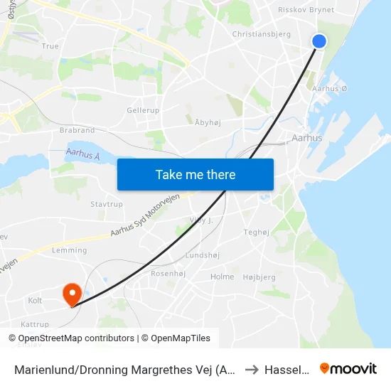 Marienlund/Dronning Margrethes Vej (Aarhus Kom) to Hasselager map