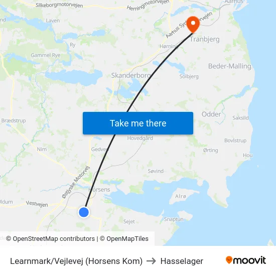 Learnmark/Vejlevej (Horsens Kom) to Hasselager map