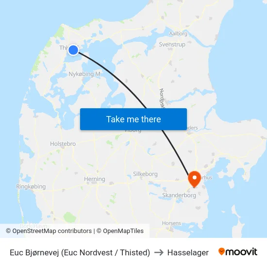 Euc Bjørnevej (Euc Nordvest / Thisted) to Hasselager map