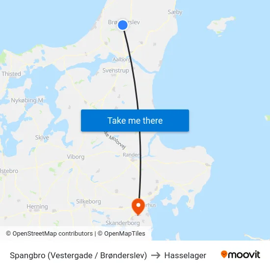 Spangbro (Vestergade / Brønderslev) to Hasselager map