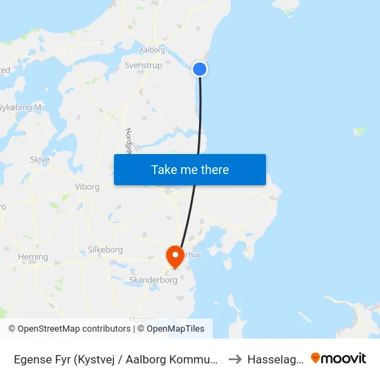 Egense Fyr (Kystvej / Aalborg Kommune) to Hasselager map