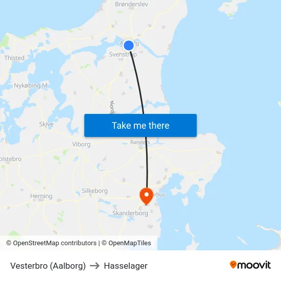 Vesterbro (Aalborg) to Hasselager map