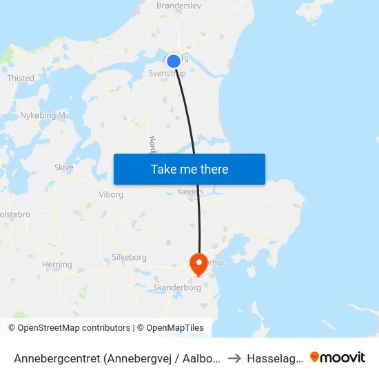 Annebergcentret (Annebergvej / Aalborg) to Hasselager map