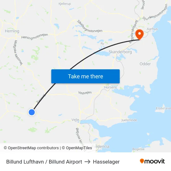 Billund Lufthavn / Billund Airport to Hasselager map