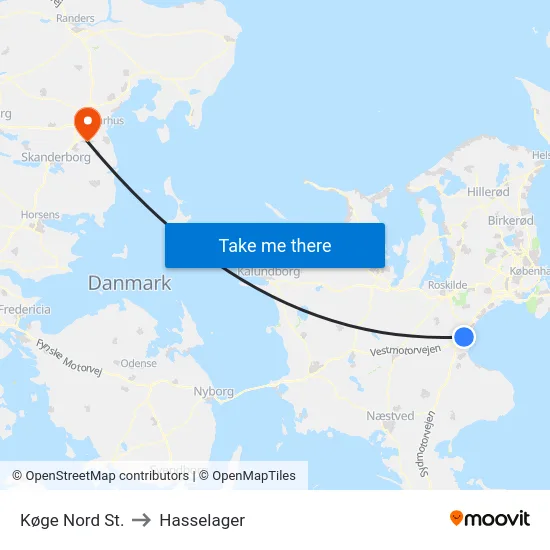 Køge Nord St. to Hasselager map