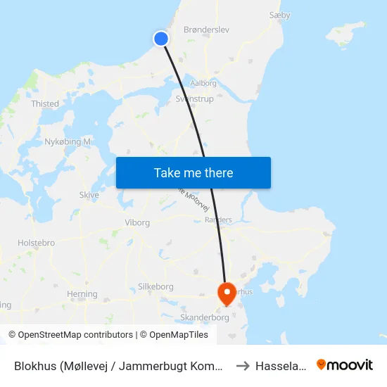 Blokhus (Møllevej / Jammerbugt Kommune) to Hasselager map