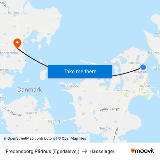 Fredensborg Rådhus (Egedalsvej) to Hasselager map