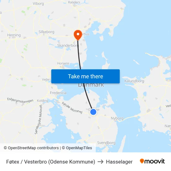 Føtex / Vesterbro (Odense Kommune) to Hasselager map