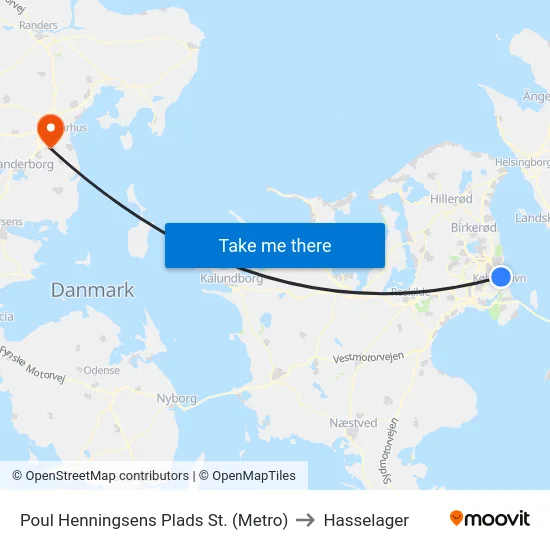 Poul Henningsens Plads St. (Metro) to Hasselager map
