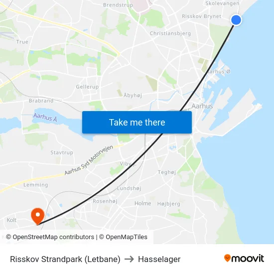 Risskov Strandpark (Letbane) to Hasselager map
