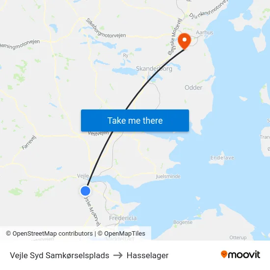 Vejle Syd Samkørselsplads to Hasselager map
