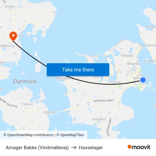 Amager Bakke (Vindmøllevej) to Hasselager map