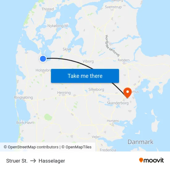 Struer St. to Hasselager map