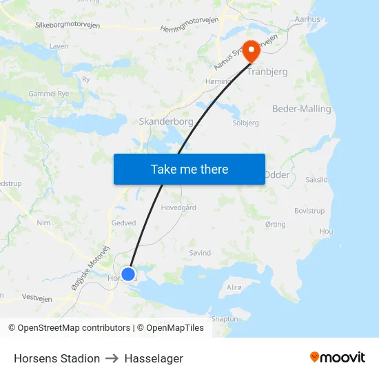 Horsens Stadion to Hasselager map