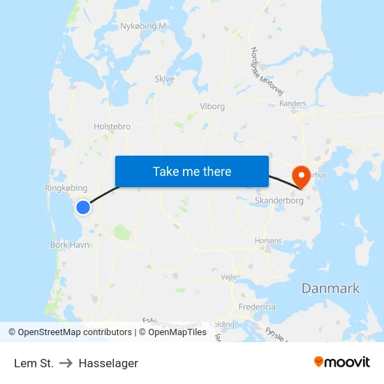 Lem St. to Hasselager map