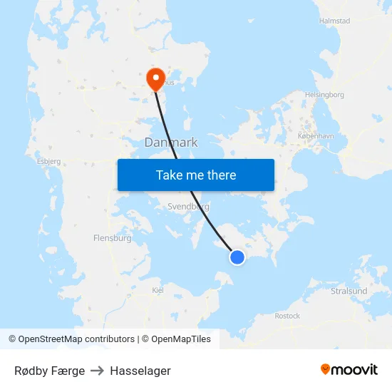 Rødby Færge to Hasselager map