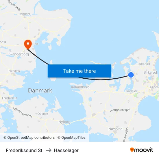 Frederikssund St. to Hasselager map