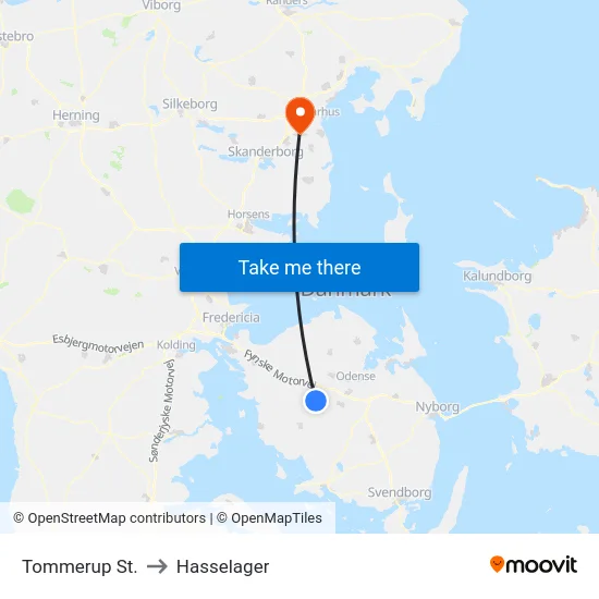 Tommerup St. to Hasselager map