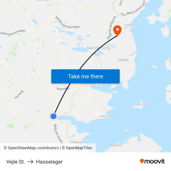Vejle St. to Hasselager map