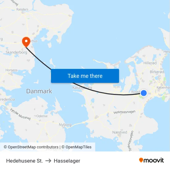 Hedehusene St. to Hasselager map
