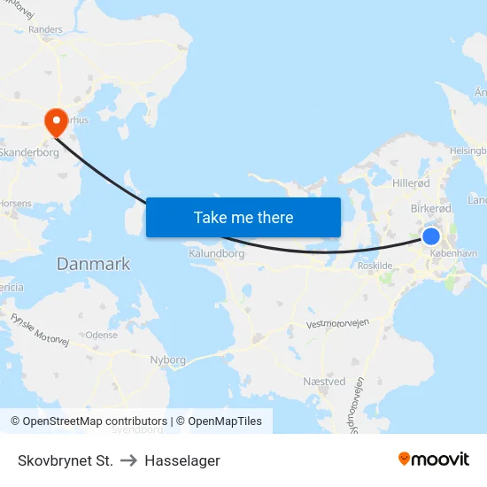 Skovbrynet St. to Hasselager map