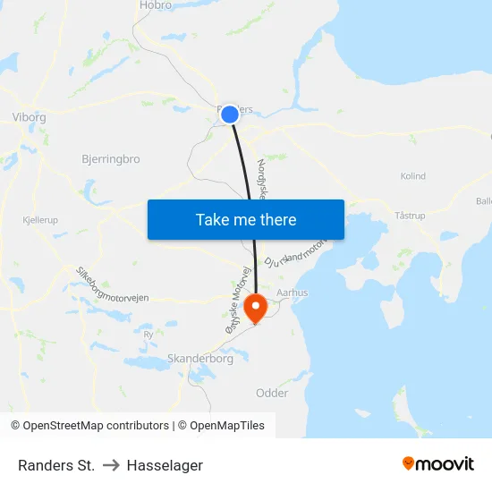 Randers St. to Hasselager map