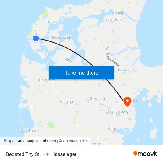Bedsted Thy St. to Hasselager map