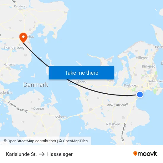 Karlslunde St. to Hasselager map