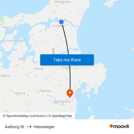 Aalborg St. to Hasselager map