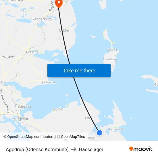 Agedrup (Odense Kommune) to Hasselager map